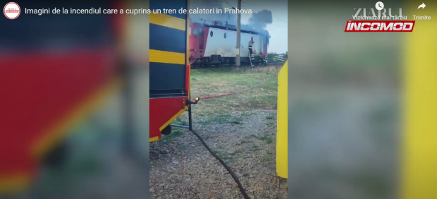 O locomotivă a luat foc în halta Tomşani. Cinci trenuri de călători sunt blocate pe calea ferată VIDEO