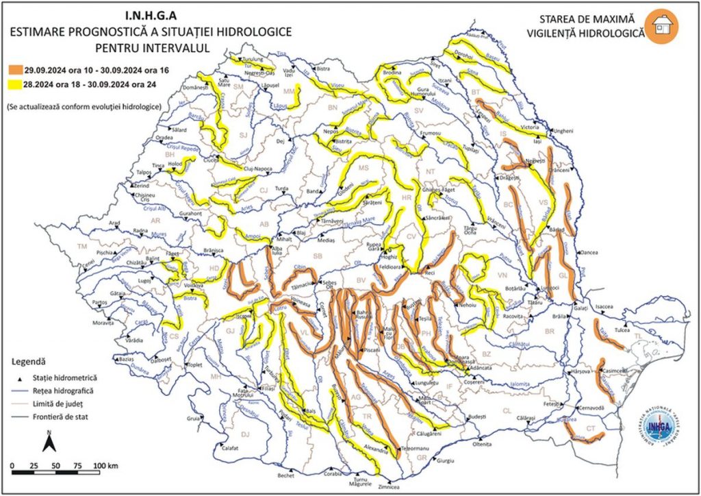 Viituri majore în România: Apele Române pregătite pentru ciclonul Ashley, risc crescut de inundații! 13 inhga harta inundatii 1