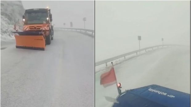 A nins pe Transalpina. Drumarii intervin cu utilaje şi dau cu material antiderapant | VIDEO