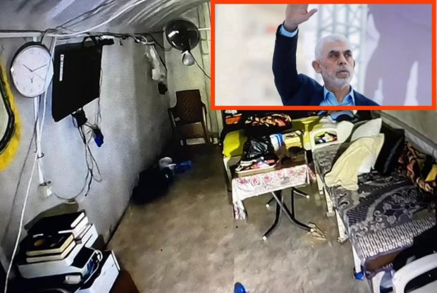 Un televizor, o canapea improvizată și ventilatoare pentru reglarea umidității. Imagini din ascunzătoarea fostului lider Hamas, Yahya Sinwar