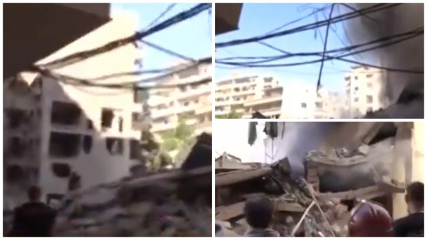 Momentul în care o clădire din Beirut se prăbușește în timpul unei transmisiuni LIVE | VIDEO