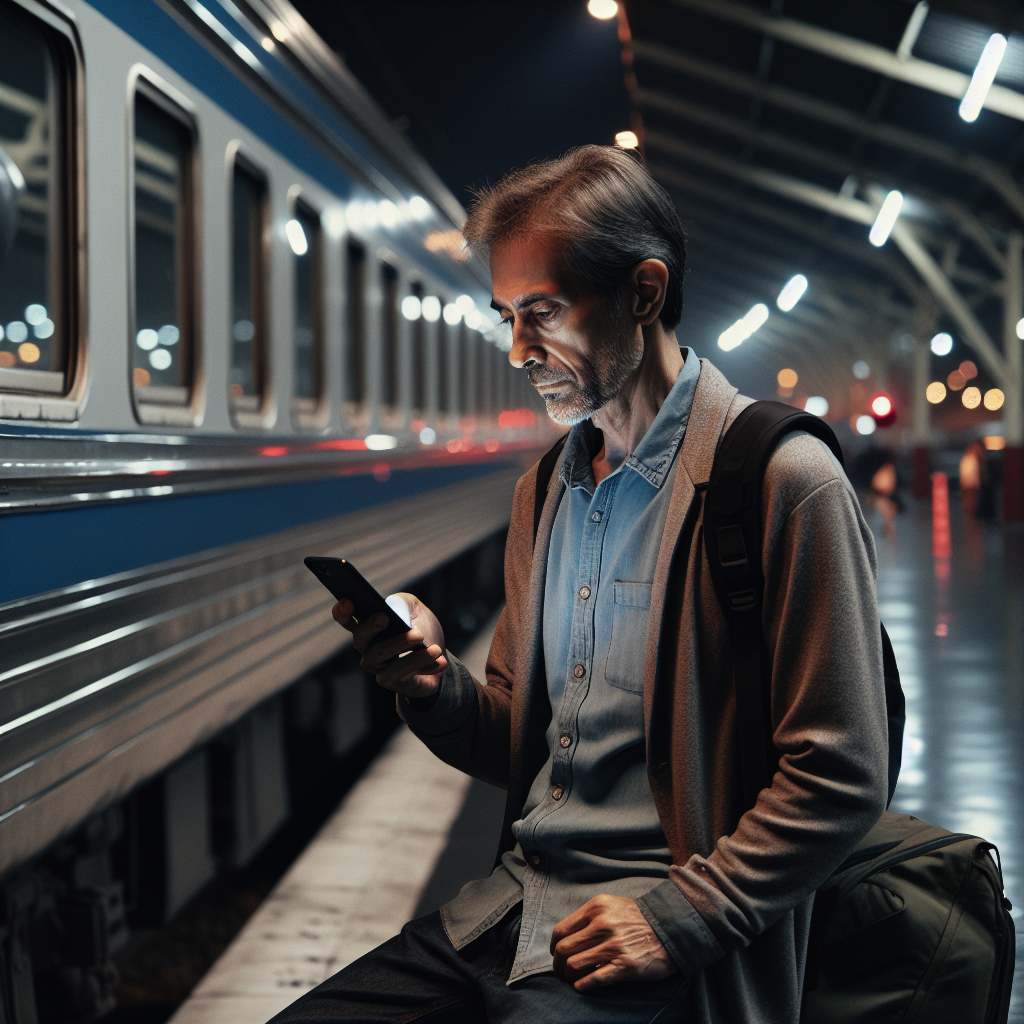 România trece la ora de iarnă în noaptea de 26 spre 27 octombrie ora de iarna 2024 - mersul trenurilor - barbat asteptand trecerea la ora de iarna pe un peron lamga un tren
