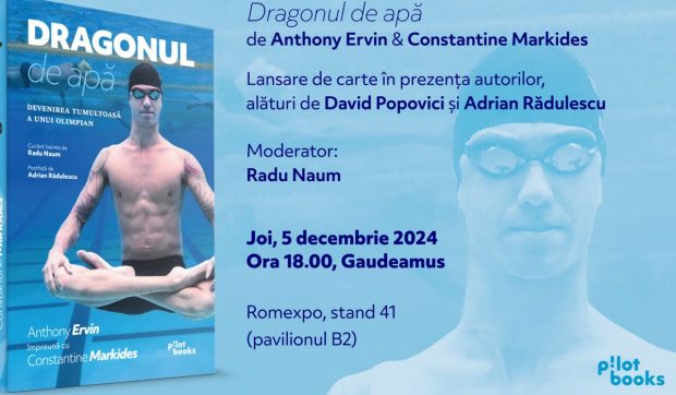 Anthony Ervin lansează ,,Dragonul de apă” la Gaudeamus, alături de David Popovici