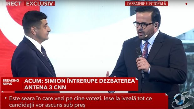 George Simion a intrat peste Mihai Gâdea, în direct, la dezbaterea Antena 3 CNN: „Nu vă învăț reguli de politețe”