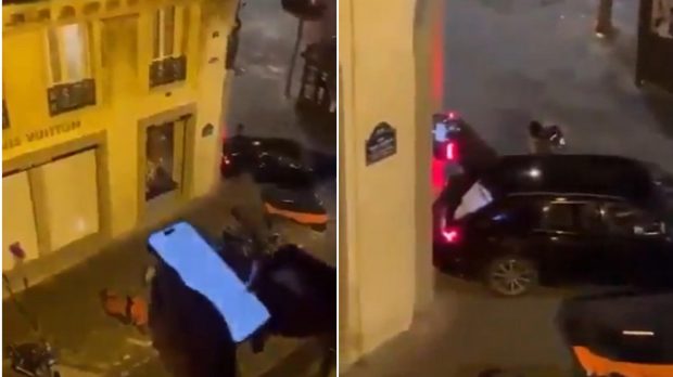 Jaf ca în filme la un magazin Louis Vuitton din Paris. Hoții s-au izbit de magazin cu mașina | VIDEO