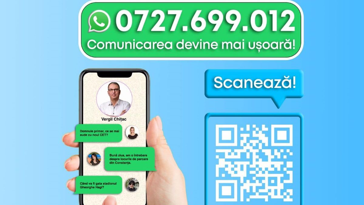 Nou număr de telefon al primarului Vergil Chițac disponibil pentru constănțeni Nou număr de telefon al primarului Vergil Chițac disponibil pentru constănțeni