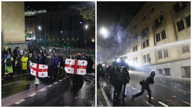 Mitingurile pro-UE din Georgia, reprimate de poliție cu gaze lacrimogene și bastoane de cauciuc