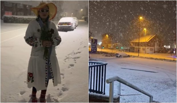 Cum au reacționat românii din Anglia când au văzut că ninge neîncetat în noiembrie: „O să fie nebunie”. Video