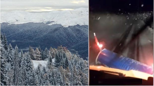 Iarna a venit la munte, Transalpina s-a închis, drumarii intervin cu material antiderapant | Video