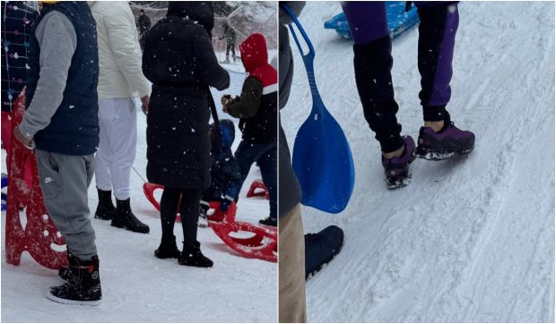Turiști cu gleznele goale și blugi rupți pe pârtiile din Brașov. Salvamont: „Gheața nu ține cont de brand”