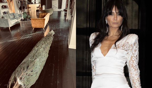 Imagine Stire Cum arată bradul de Crăciun din atelierul Danei Budeanu. Înainte să-l împodobească, designerul s-a răsfățat cu o felie de pâine neagră cu unt | 2review.ro