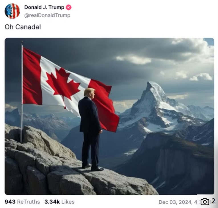 Donald Trump cu steagul canadian