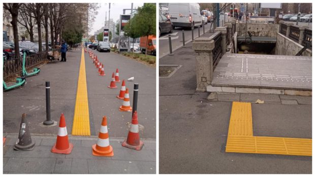Ce sunt marcajele montate de Primăria București în zona Piața Victoriei și la intrările de la metrou