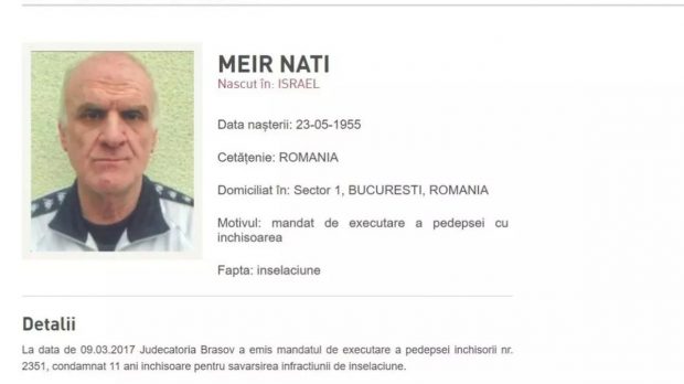 Nati Meir, condamnat la 11 ani de închisoare, va fi adus în România după ce Grecia a admis cererea de extrădare