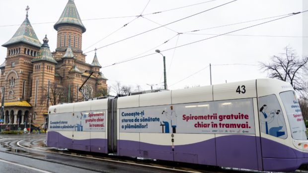 Spirometrii gratuite la Timişoara, în tramvaiul dedicat sănătății plămânilor, în perioada 9-13 decembrie