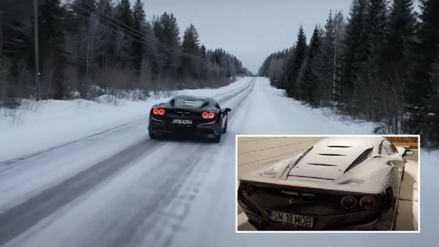 Un român și-a dus Ferrariul F8 Tributo dincolo de Cercul Polar și a lăsat noaptea mașina afară, la -24 de grade: „Nu se deschide la putregai” | VIDEO
