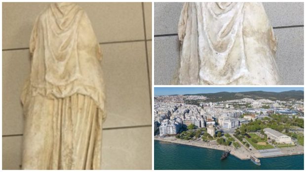 O statuie de marmură, veche de peste 2.000 de ani, a fost găsită într-un sac de gunoi lângă Salonic, Grecia