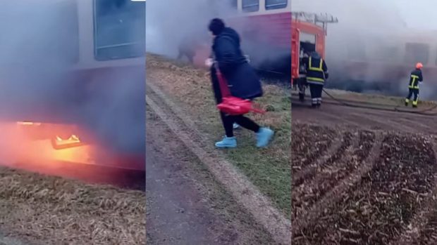 Un tren de călători a luat foc în mers pe ruta Arad-Nădlac, din cauza unui scurtcircuit VIDEO