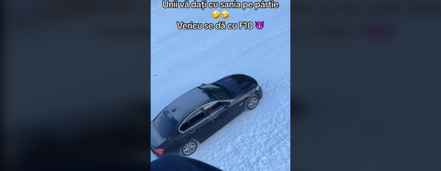 Șofer filmat în timp ce a urcat cu un BMW pe pârtia de schi din Borșa: „Când te bagă GPS-ul aiurea”