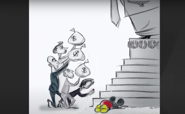 Caricatura cu Jeff Bezos în genunchi în fața lui Donald Trump care a stârnit scandal la The Washington Post