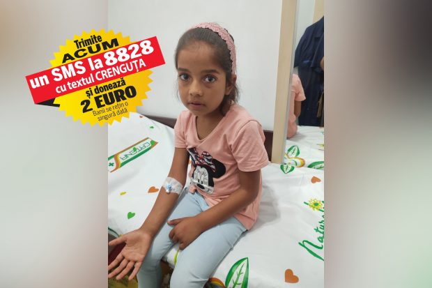 Diagnosticată cu hipoadrenalism, Crenguța poate salvată cu un tratament pe care îl poate primi în Italia. Fetița, care suferă și de cancer, are nevoie de 7.000 de euro