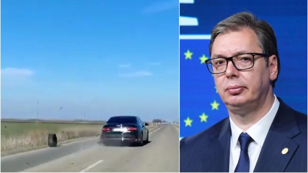 Mașina în care se afla președintele Serbiei a pierdut o roată în timpul mersului. Momentul, surprins de o cameră de bord