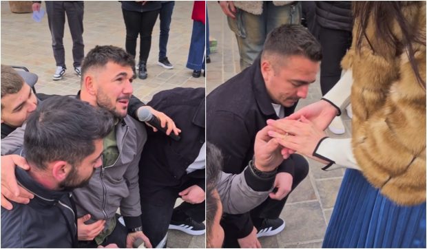 Campionul la paraciclism, Florin Mihuț, și-a cerut iubita în căsătorie în fața Teatrului din Oradea
