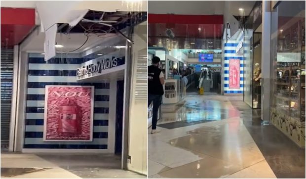 Inundaţie în Mall Băneasa. Apa curge din tavan, după ce o țeavă s-a spart I VIDEO