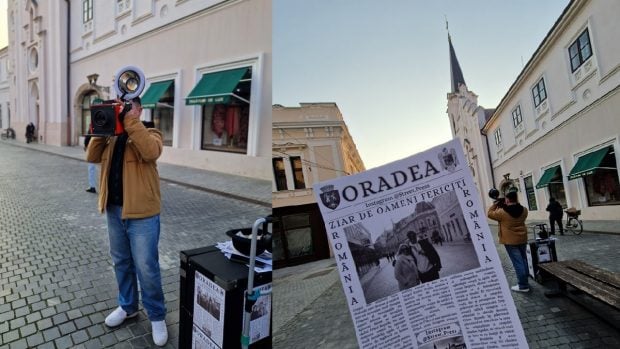 Un adolescent din Ucraina „oferă amintiri” turiștilor din Oradea: „Chiar e de poveste…”