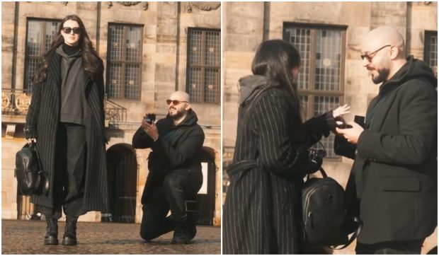Imagini cu momentul în care Victor Dorobanțu, actorul român din „Wednesday”, și-a cerut iubita în căsătorie. Cum arată inelul de logodnă