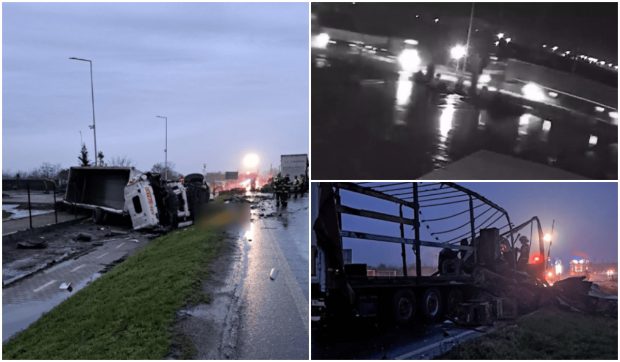 Filmul accidentului din Vladimirescu în care doi șoferi de TIR au murit pe loc