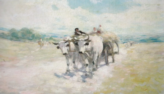 „Car cu boi”’, tabloul cu dimensiuni impresionante, al lui Nicolae Grigorescu, restaurat la Iași