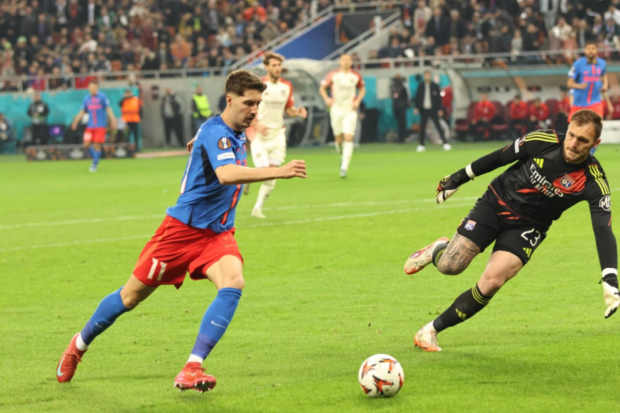 FCSB a fost învinsă de Lyon în meciul tur din „optimile” Europa League