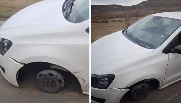 Șofer internat direct la Psihiatrie de polițiștii din Cluj, după ce a condus o mașină fără cauciucuri | VIDEO