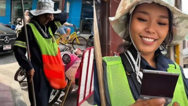 Cea mai frumoasă măturătoare din lume lucrează în Bangkok: „Ar putea încerca în modelling” | VIDEO
