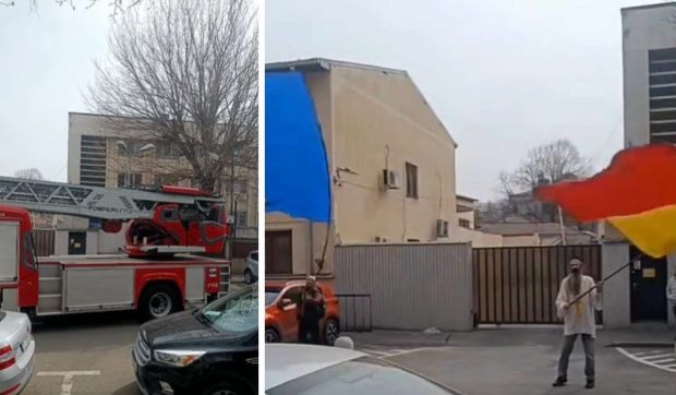 Stegarul Dac s-a suit într-un copac în fața Arestului Central din București, la o zi după ce a fost externat de la psihiatrie