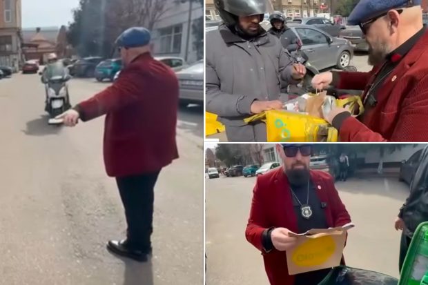Piedone a oprit în trafic livratorii de mâncare și i-a controlat în genți. Apoi i-a întors din drum până la restaurantele de unde aduceau mâncarea