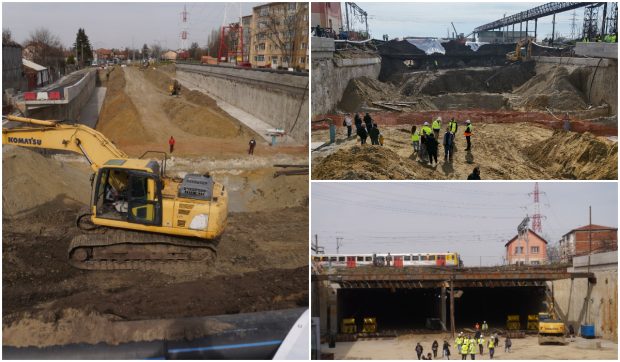 Premieră la Timișoara: un tunel de beton de 70 de metri a fost împins pe sub 10 linii de cale ferată