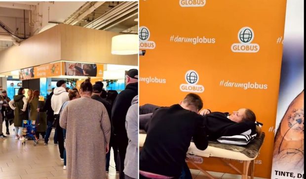 Coadă uriașă într-un supermarket în care clienții primeau gratis un tatuaj cu o friptură: „Dezgustător”