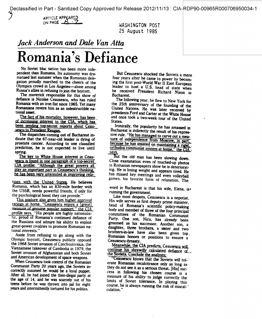 Lista scurtă a succesorilor lui Ceaușescu făcută de CIA. Ce credeau serviciile secrete americane despre Elena, soția dictatorului DOCUMENTE
