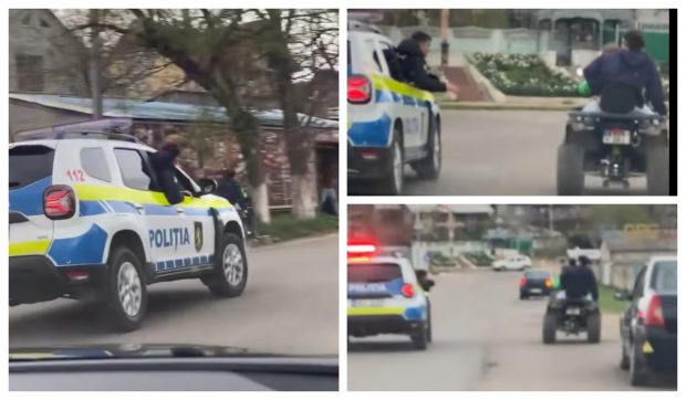 Două tinere și un copil pe un ATV au intrat într-un copac, în timp ce erau urmăriți de poliție, în Sîngera / VIDEO
