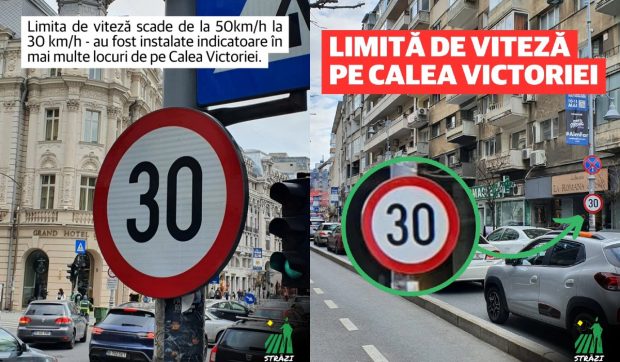 Limita de viteză pe Calea Victoriei din București, redusă la 30 km/h. Traficul va fi restricționat în fiecare weekend