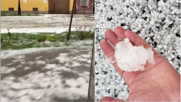 Grindina a făcut prăpăd în România. Imagini cu străzi inundate și curți acoperite cu un strat mare de gheață | Video