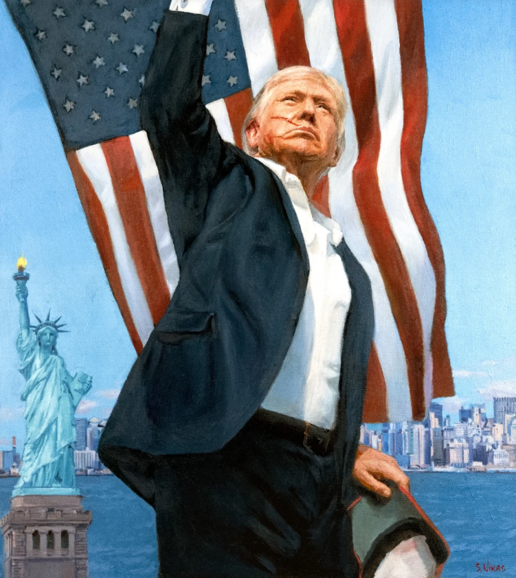 Un artist rus dezvăluie un portret misterios al lui Trump, despre care spune că a fost oferit de Putin
