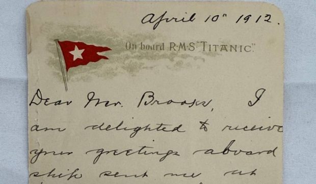 Scrisoarea „profetică” a unui supraviețuitor de pe Titanic a fost vândută cu 300.000 de lire sterline