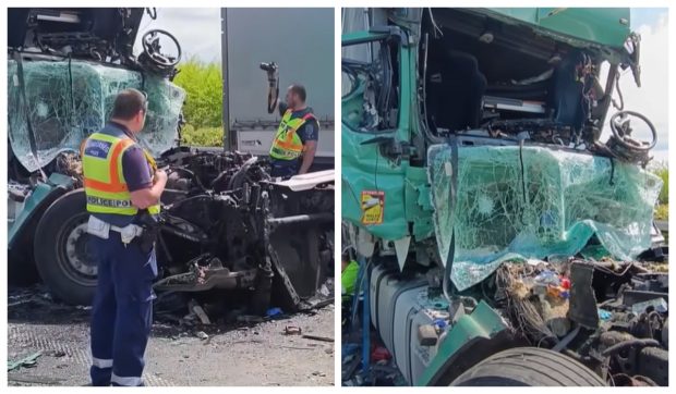 Un șofer român de TIR și femeia care era cu el în cabină au murit într-un accident cumplit, în Ungaria I VIDEO  