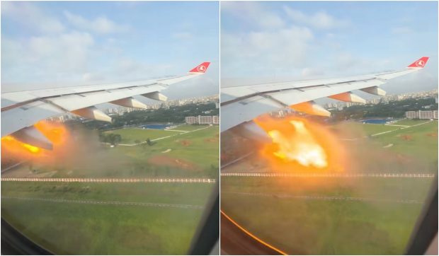 Momentul în care un avion Turkish Airlines ia foc imediat după decolare. Un român aflat la bord a surprins momentul: „Era o liniște de mormânt” | VIDEO