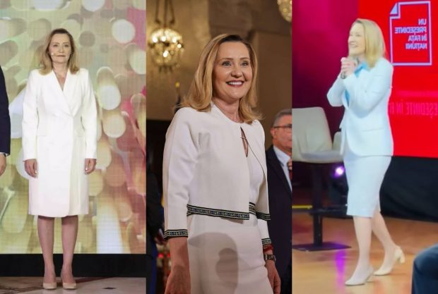 Imagine Stire Elena Lasconi, trei dezbateri electorale și trei ținute albe. Semnificația din spatele alegerilor vestimentare ale candidatei la președinție | 2review.ro