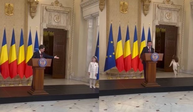 Gestul făcut de Nicușor Dan când Aheea, fiica lui, a întrerupt discursul din Sala Unirii de la Cotroceni
