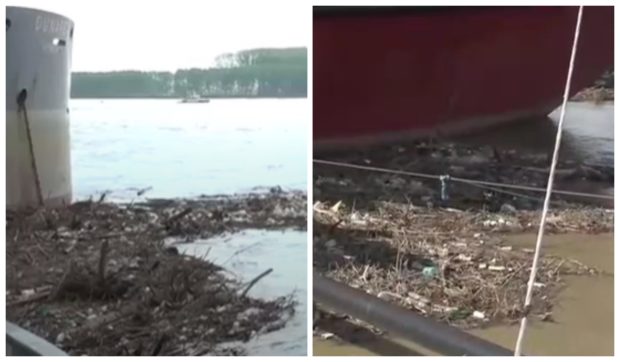 Tone de gunoaie, inclusiv ambalaje din plastic și crengi, au fost aduse de viituri, la Galați, spre disperarea localnicilor